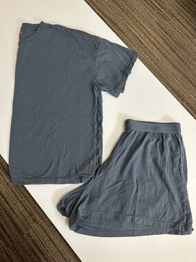 Hanes Women’s Pajama Tee and Shorts Set in Slate Gray-Blue